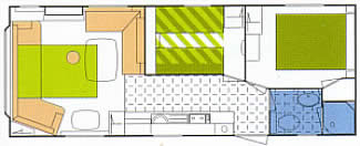 Typical layout of a 6 berth caravan